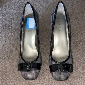 Bandolino Women's Plaid Heels with Black Accents
